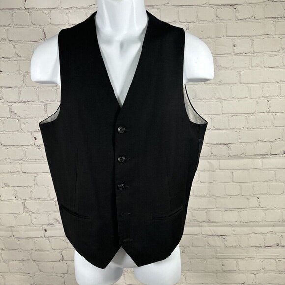 Topman Black 5 Button Front V Neck Formal Vest Men’s Size 40 - Picture 1 of 11